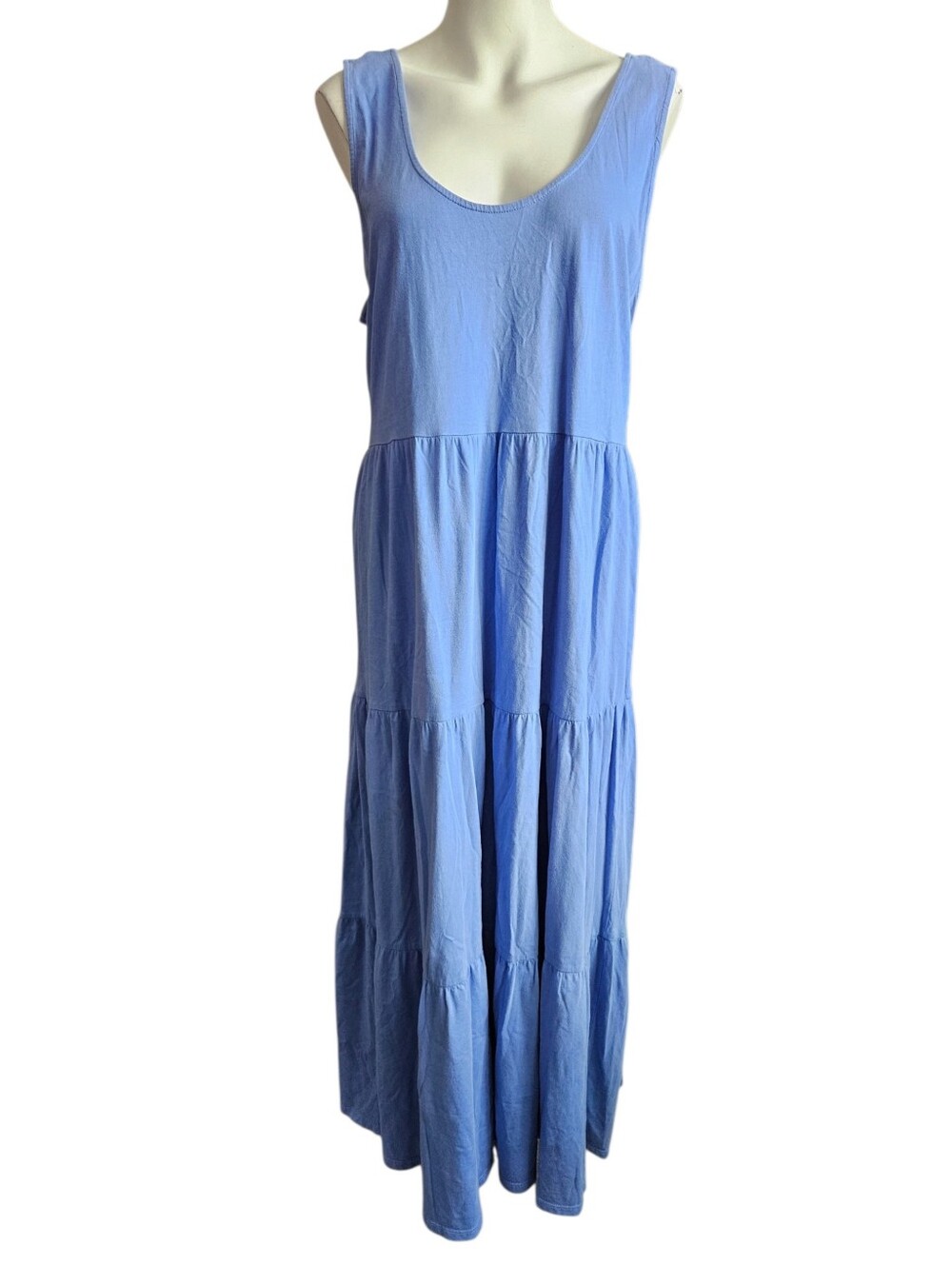 J Crew Womens Blue Tiered Maxi Dress Sz Large - Picture 2 of 13